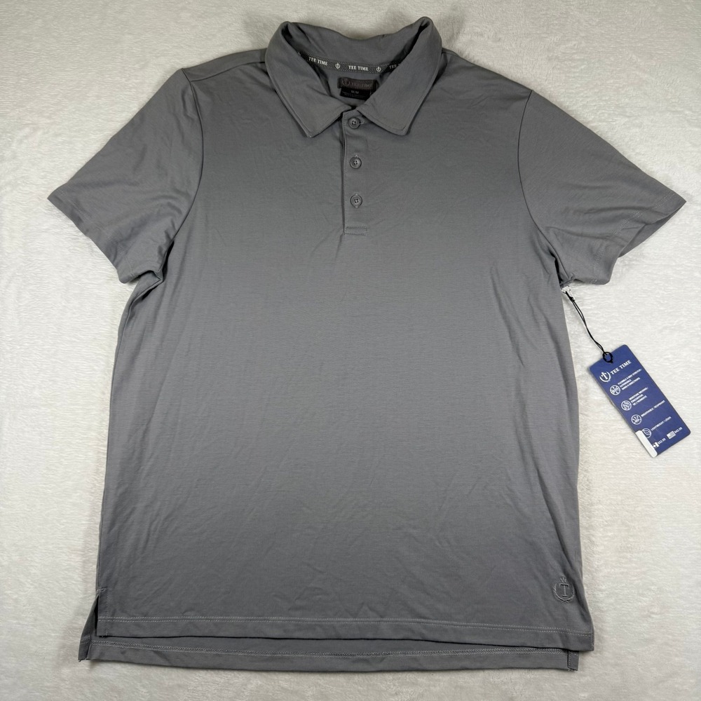 Tee Time Mens Performance Golf Polo Shirt Gray Alloy GMT014 Size Medium NWT